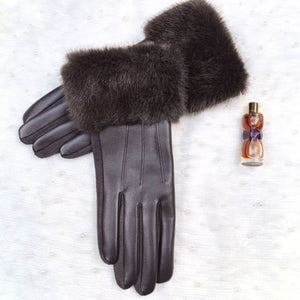 Plush Cuff Gloves Dark Brown 3