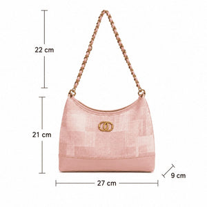 Checkered Chain Shoulder Bag Pink 1