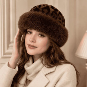 Leopard Print Plush Trim Hat 3