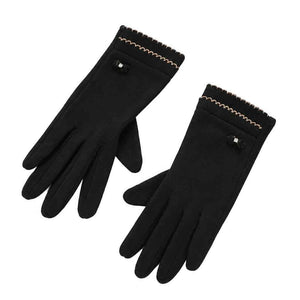 Textured Bow Accent Gloves Black 1