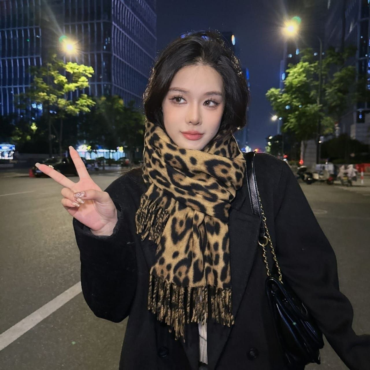 Leopard Print Fringe Scarf 4