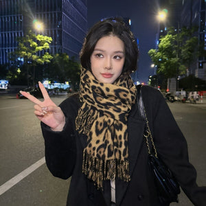 Leopard Print Fringe Scarf 4
