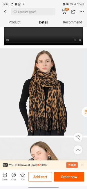 Leopard Print Fringe Scarf 5