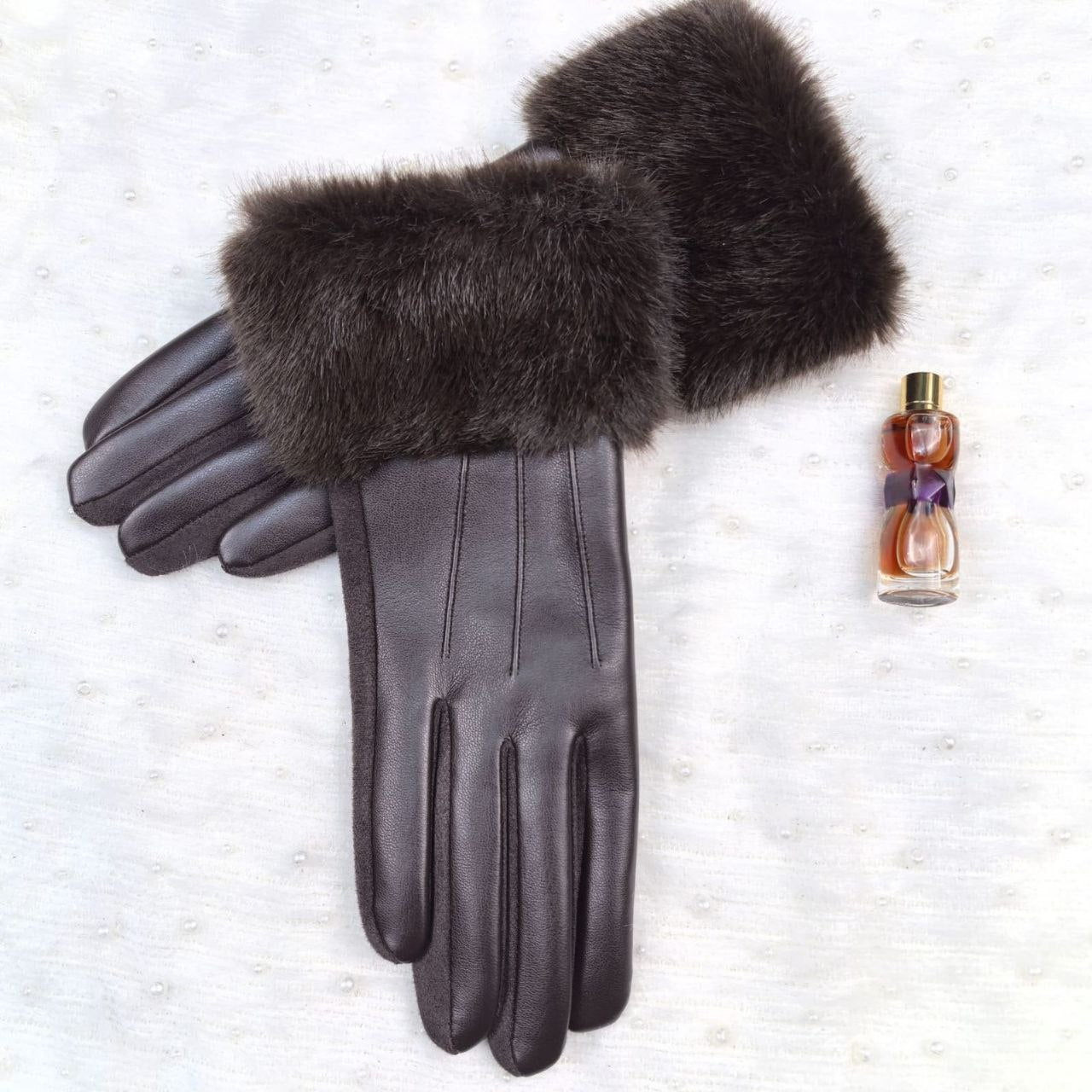 Plush Cuff Gloves Dark Brown 3