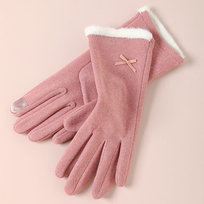 Bow Trim Winter Gloves 4