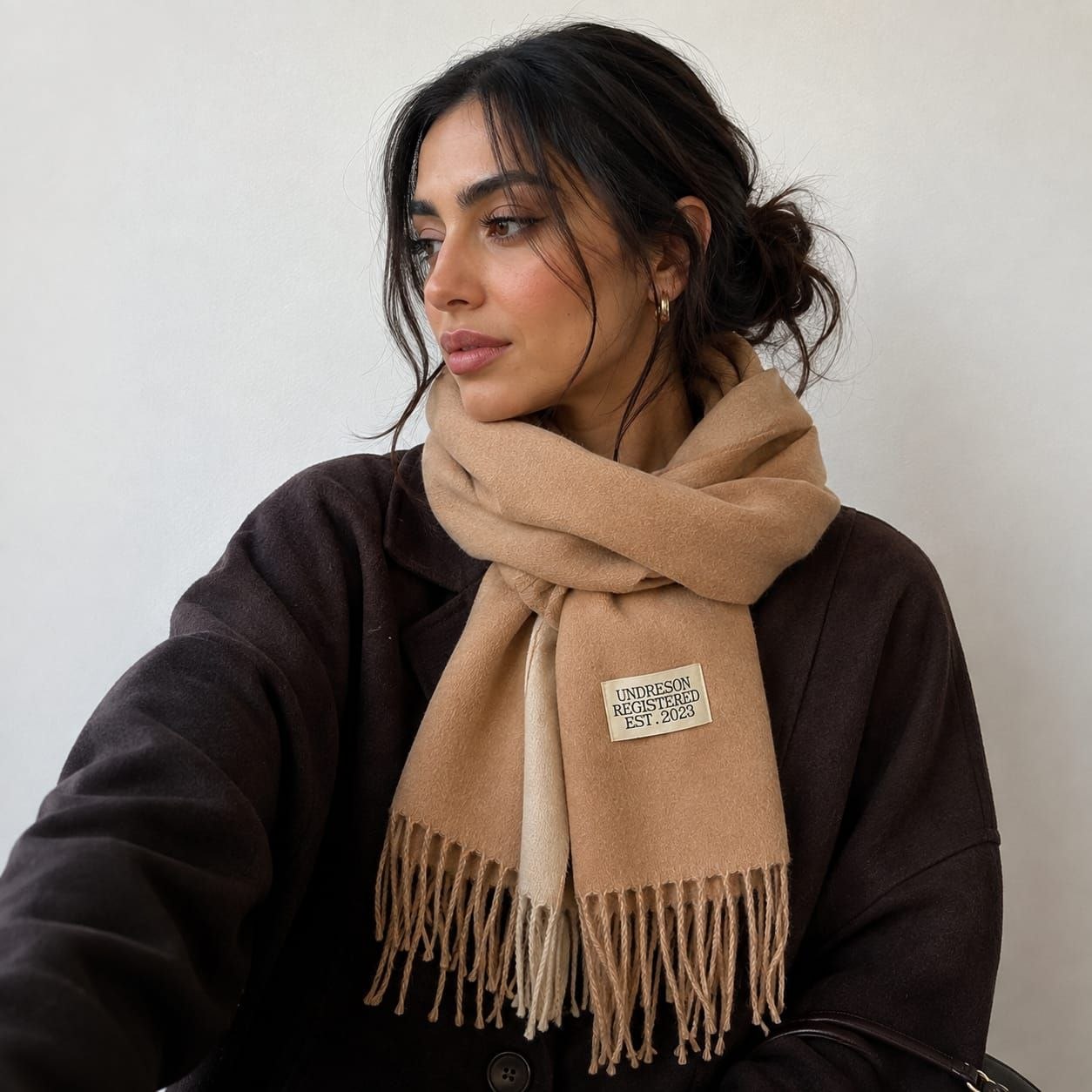 Two-Tone Fringed Scarf 1