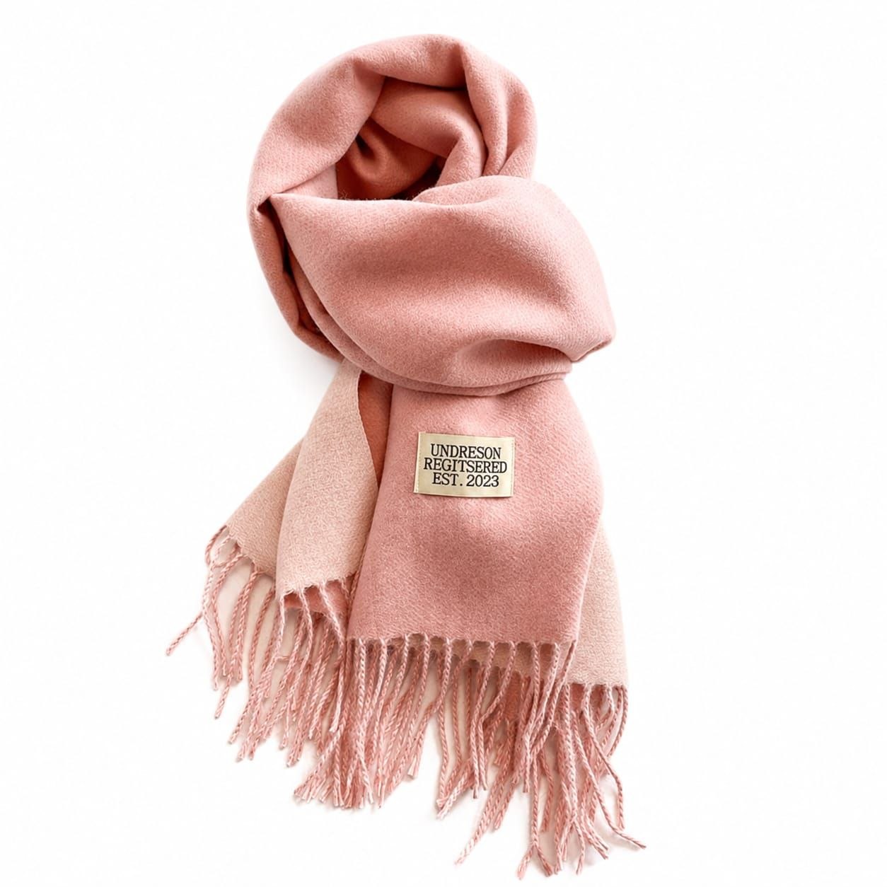 Two-Tone Fringed Scarf Dusty Pink 1
