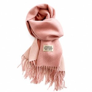 Two-Tone Fringed Scarf Dusty Pink 1