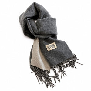 Two-Tone Fringed Scarf Gray 1