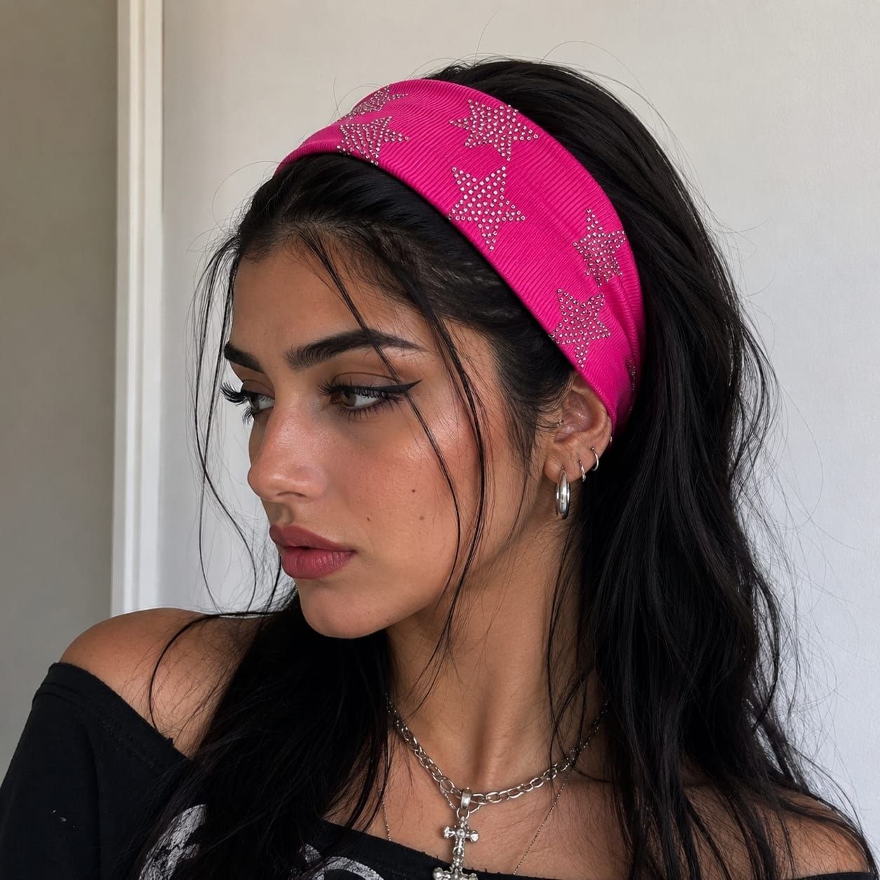 Sparkling Star Wide Headband Pink 1