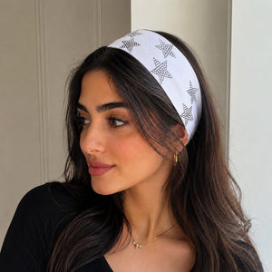Rhinestone Star Wide Headband White 2
