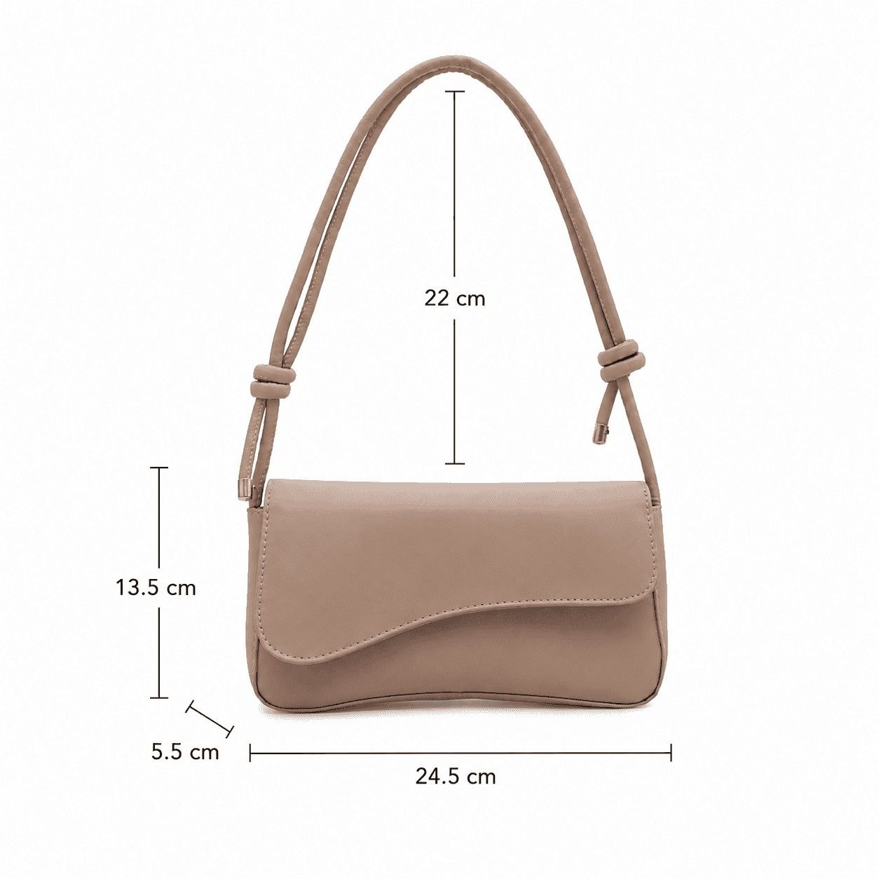 Curved Flap Shoulder Bag Taupe 2