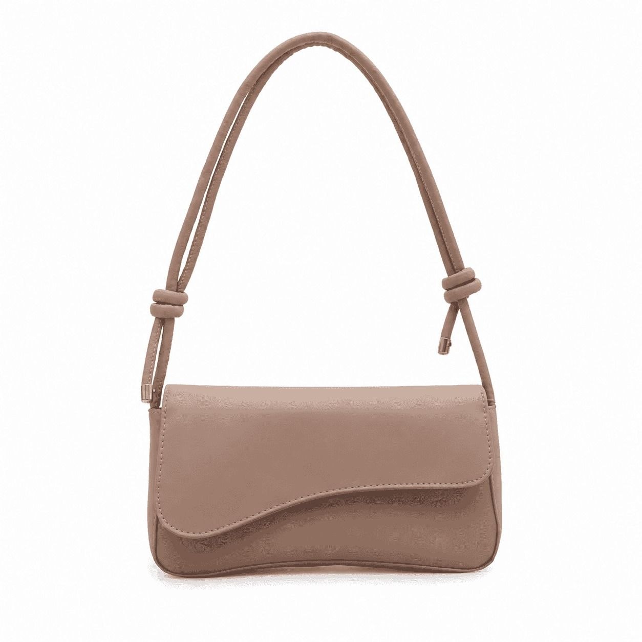 Curved Flap Shoulder Bag Taupe 3