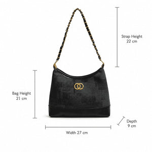Textured Chain Shoulder Bag Black 3