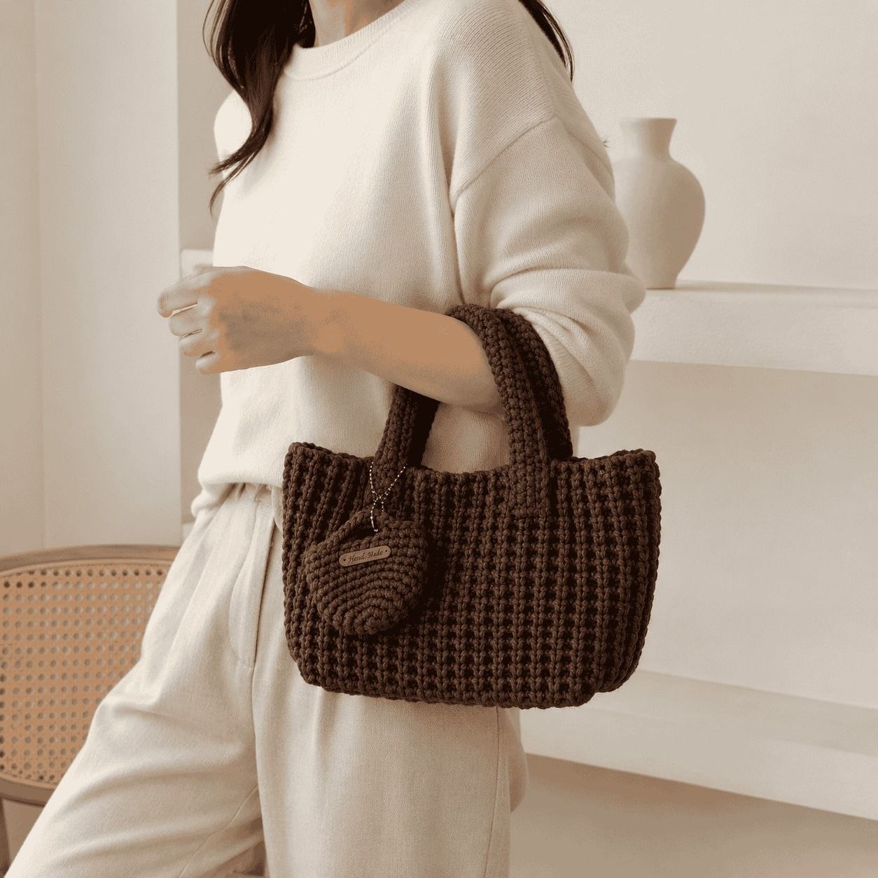 Textured Openwork Tote Bag 1