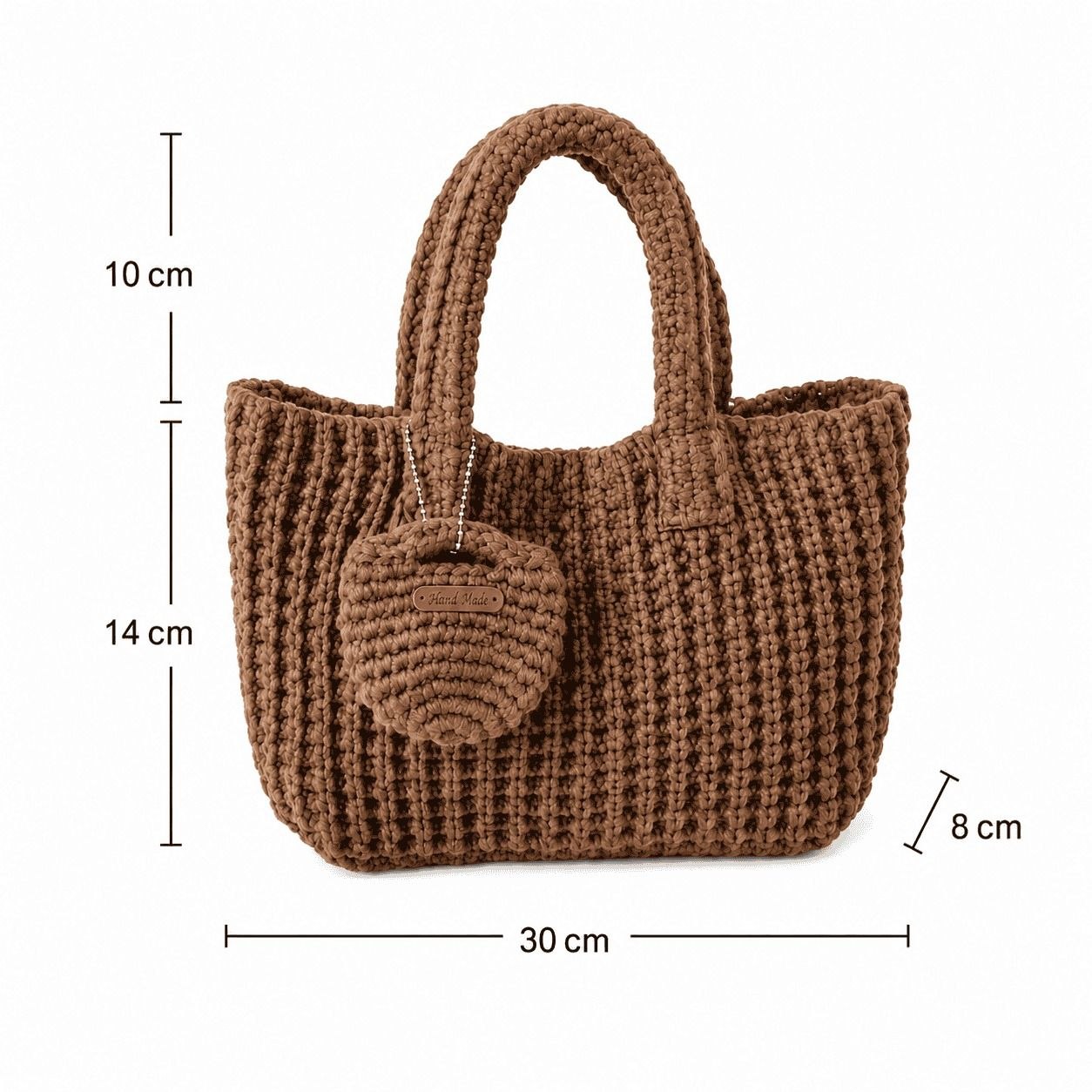 Textured Openwork Tote Bag Mocha Brown 2
