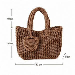 Textured Openwork Tote Bag Mocha Brown 2