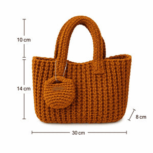 Textured Crochet Mini Tote Bag Burnt Orange 1