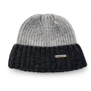 Two-Tone Ribbed Beanie Light Gray and Black 2