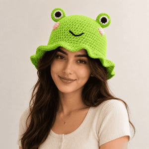 Frog Face Ruffle Bucket Hat 1