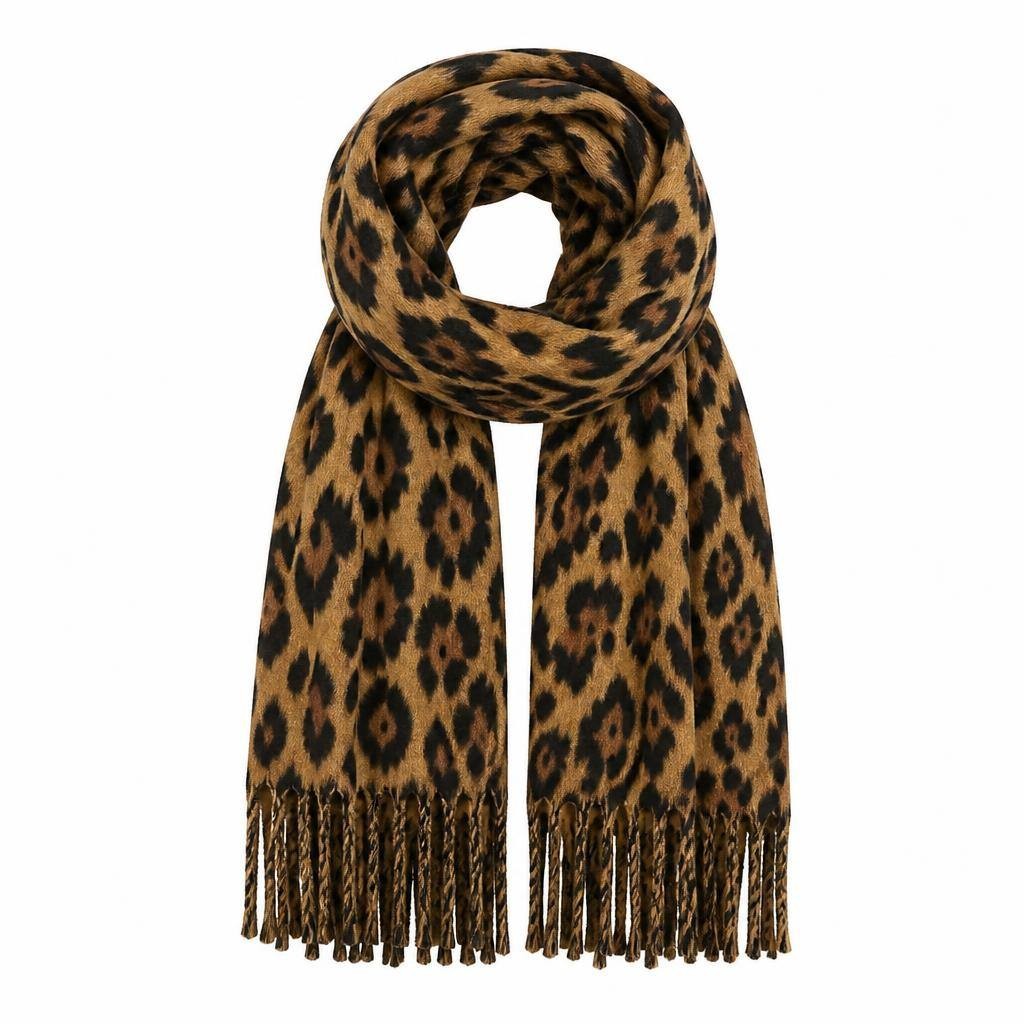 Leopard Print Fringe Scarf 1
