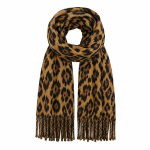 Leopard Print Fringe Scarf 1