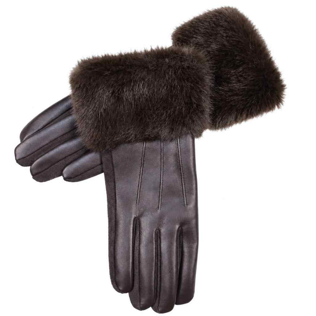 Plush Cuff Gloves Dark Brown 1
