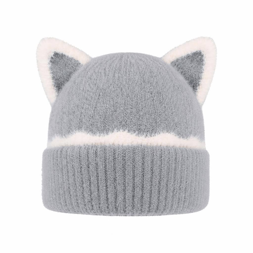 Cat Ear Cuff Beanie Gray 1