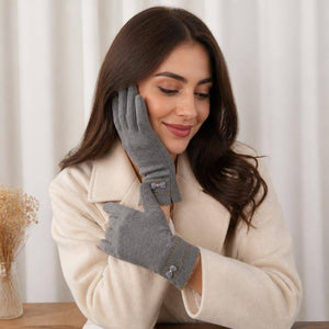 Textured Bow Accent Gloves 2