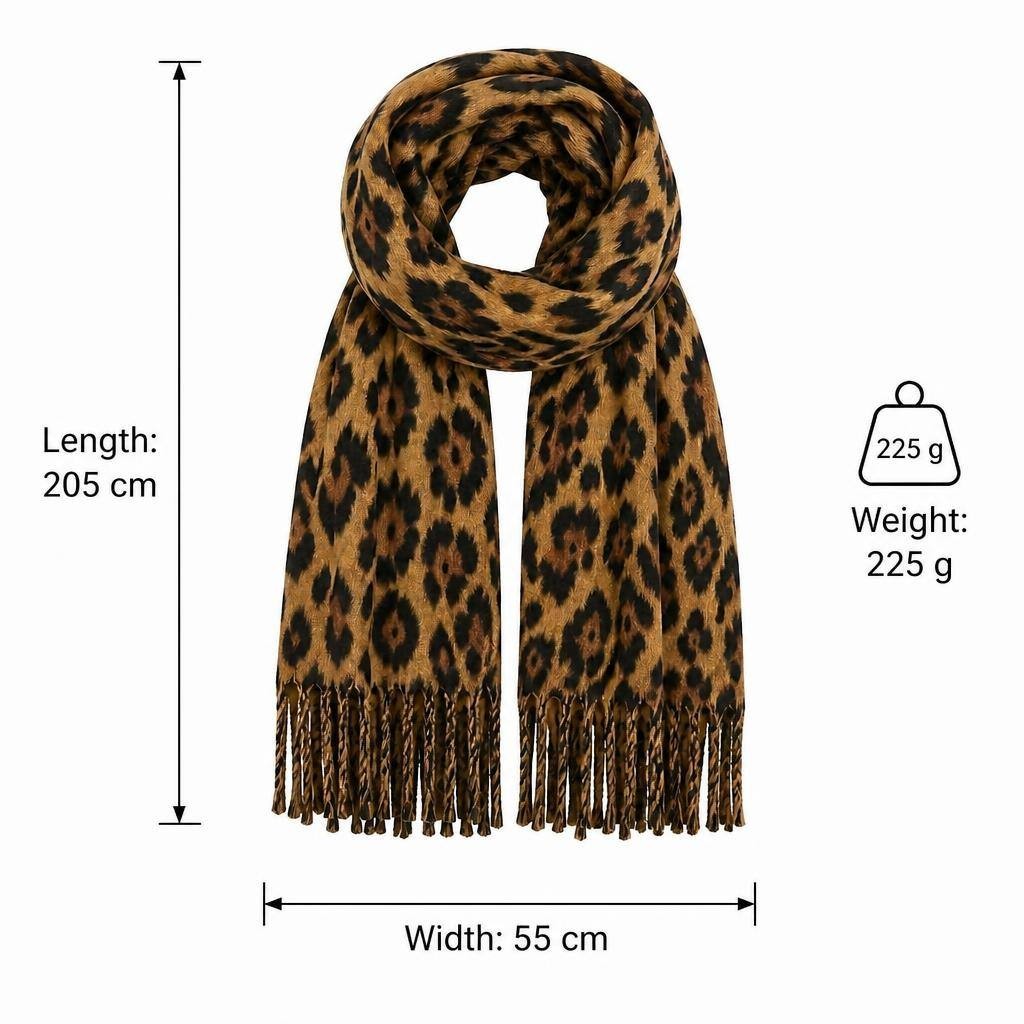 Leopard Print Fringe Scarf 3