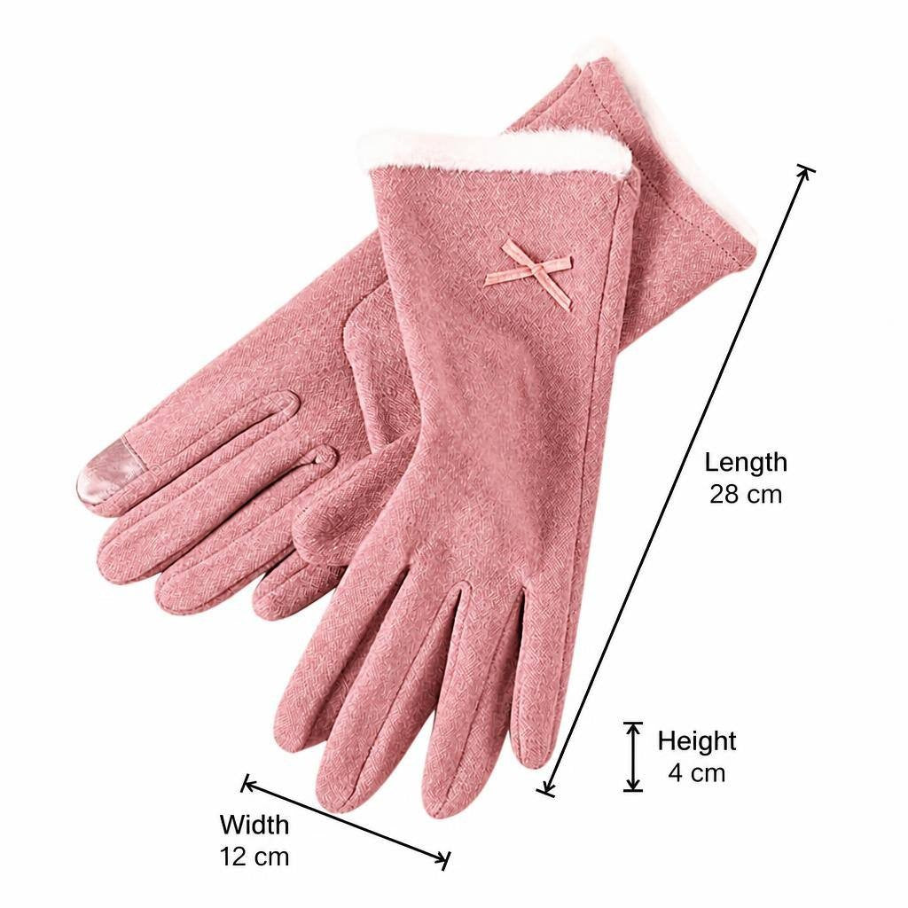 Bow Trim Winter Gloves 3